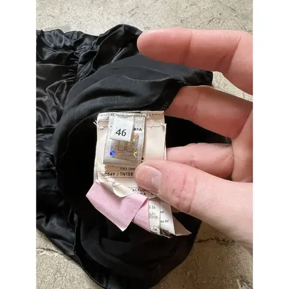 Dolce & Gabbana Dress Ribbon Sleeveless Women Size 46 Silk Black Rose - Picture 6 of 8